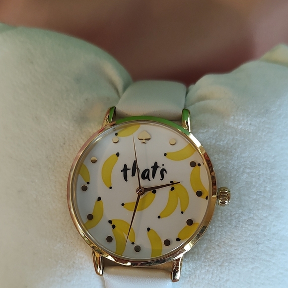 NWOT KATE SPADE Banana Watch Gold with White Leather Strap Original Box - Picture 3 of 8